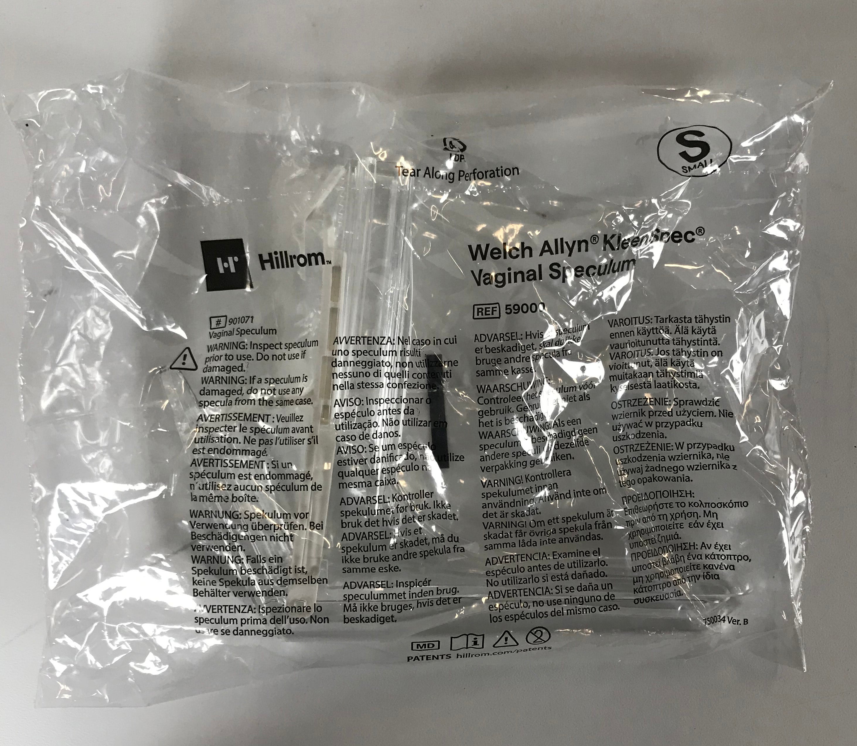 Welch Allyn Kleenspec Single Use Vaginal Speculum Size Small, 24 Pieces