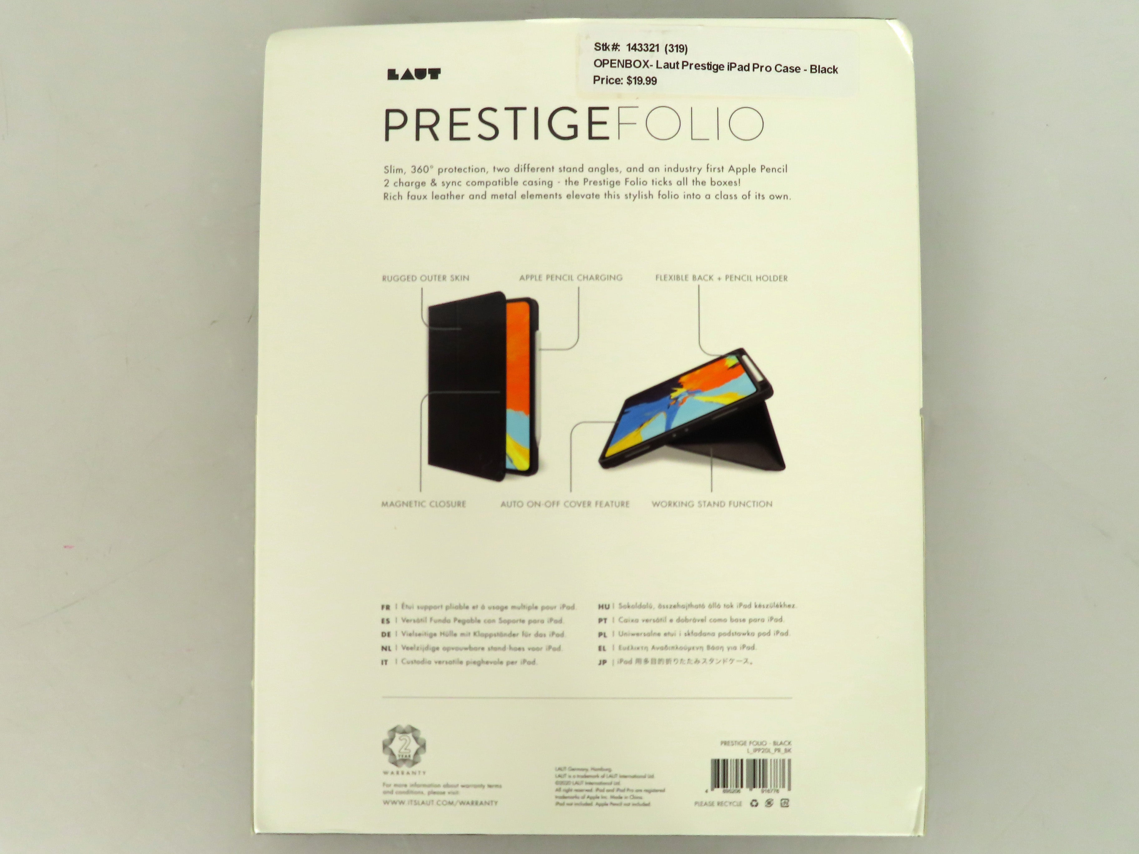 Laut Black Prestige Folio Case for iPad Pro 12.9" (3rd and 4th Gen)