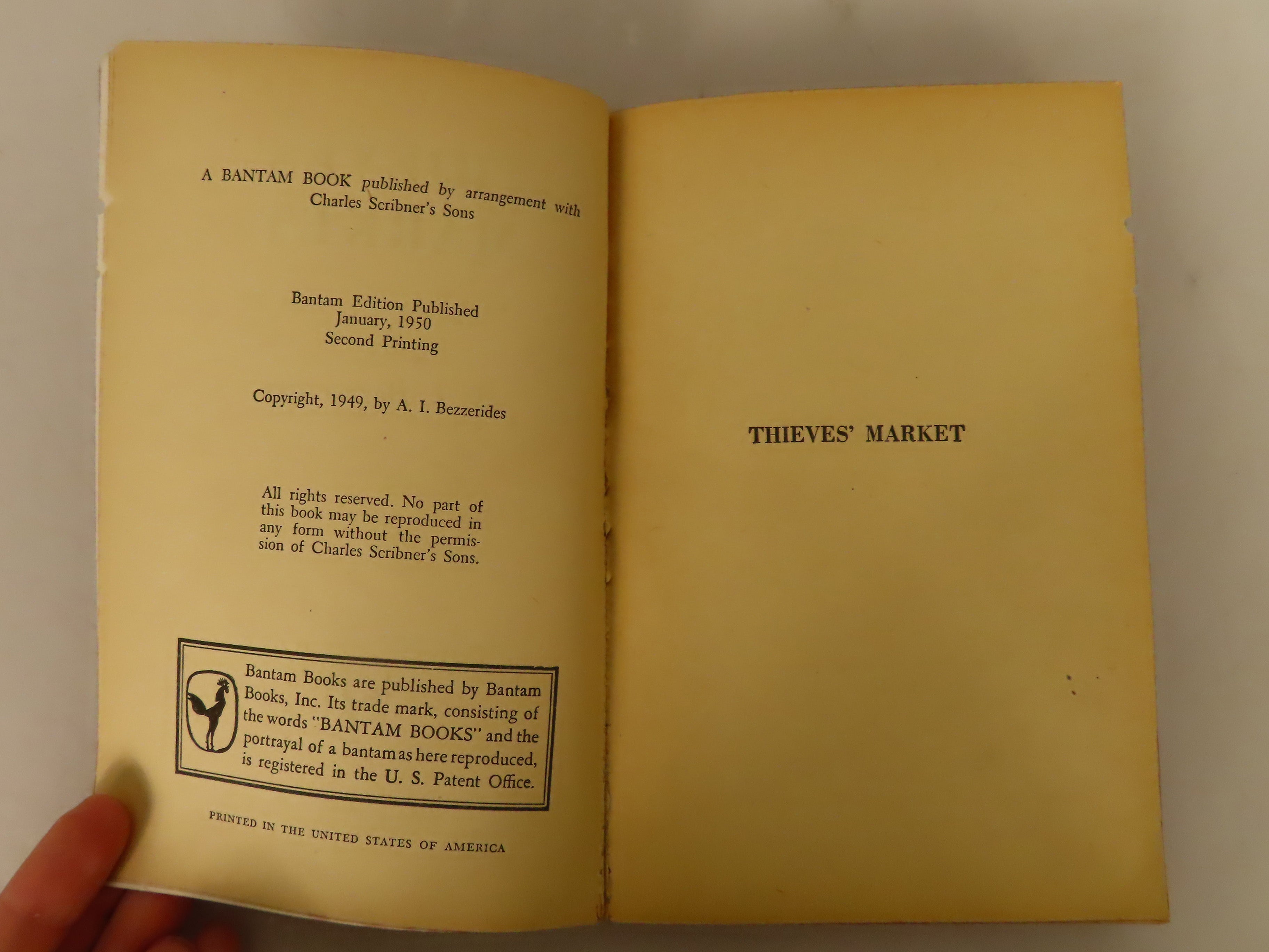 Thieves' Market by A.I. Bezzerides  1950 2nd Printing