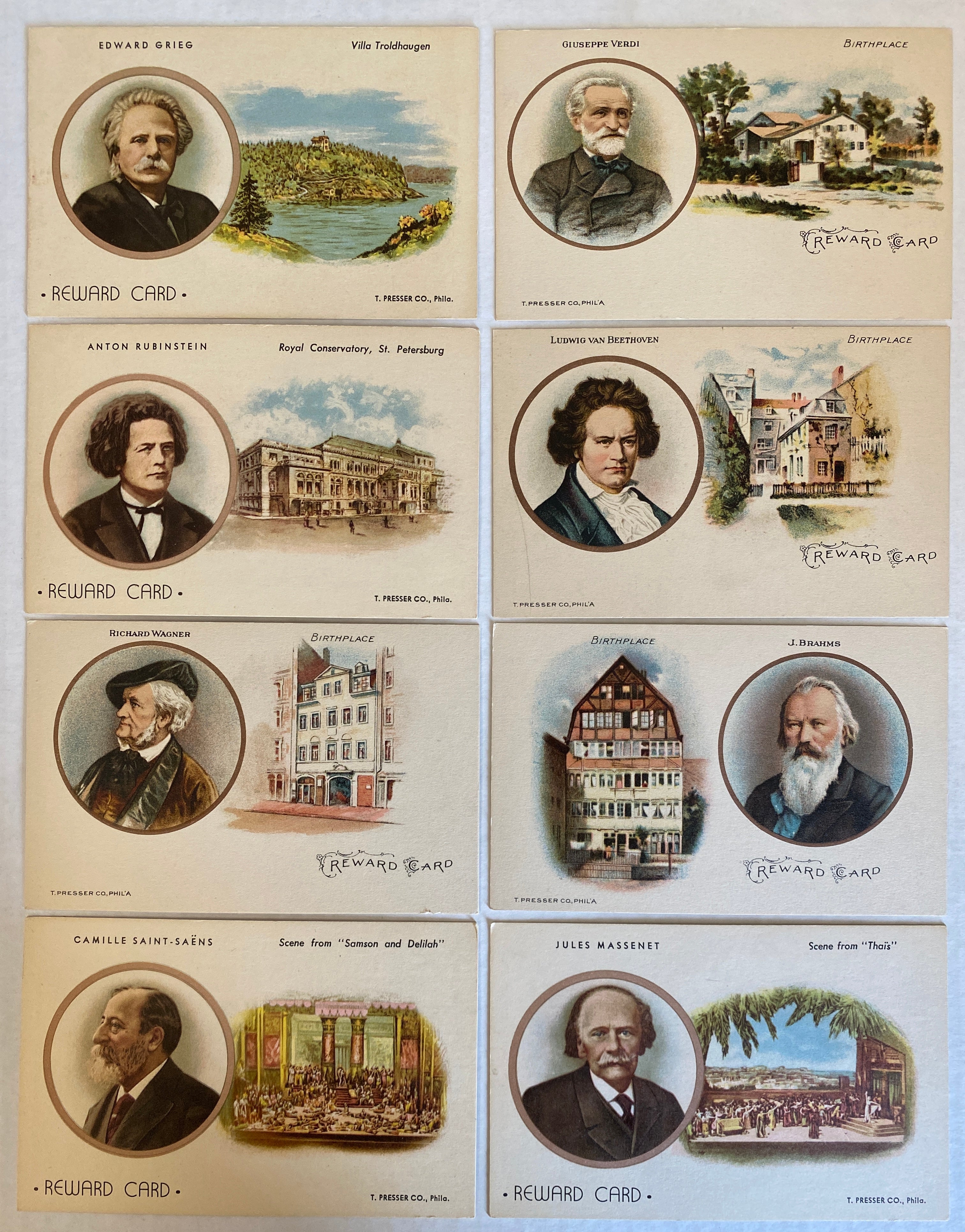 22 Presser Series Music Reward Cards From Early 1900s