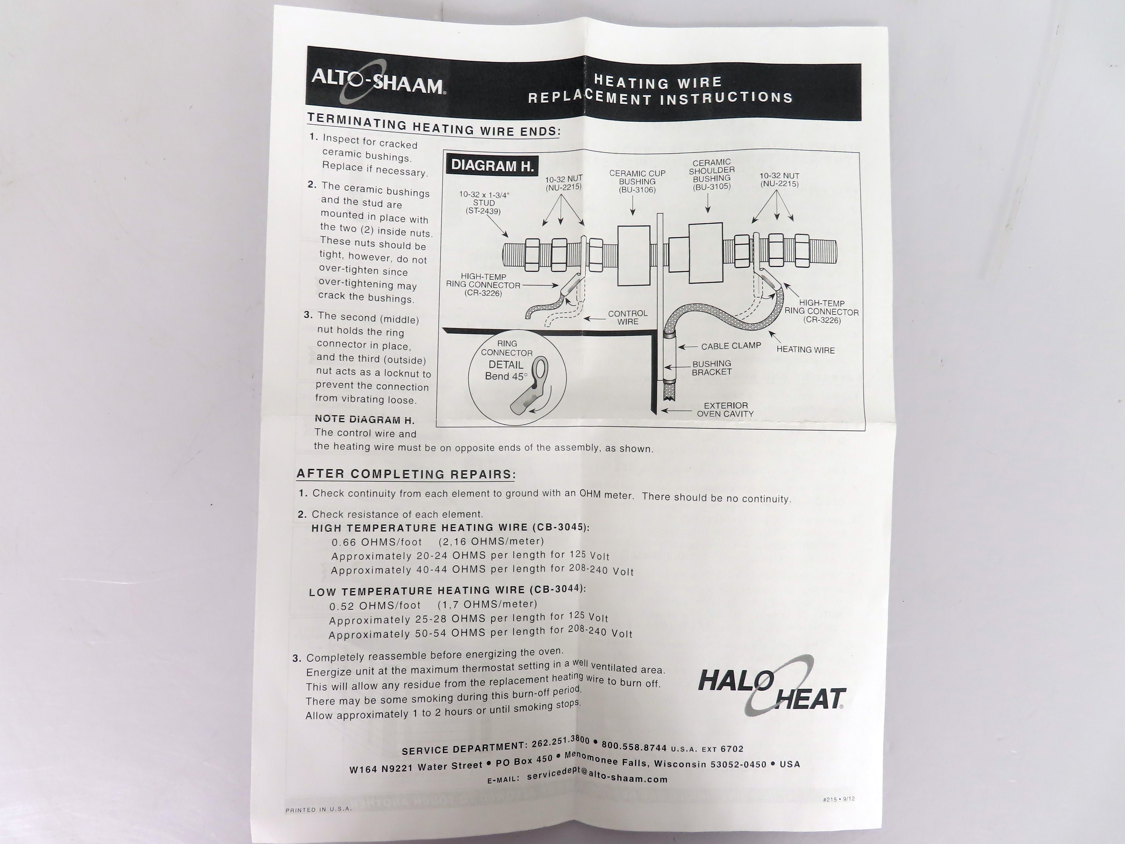 Alto Shaam 4877 Hi-Temp Cable Kit
