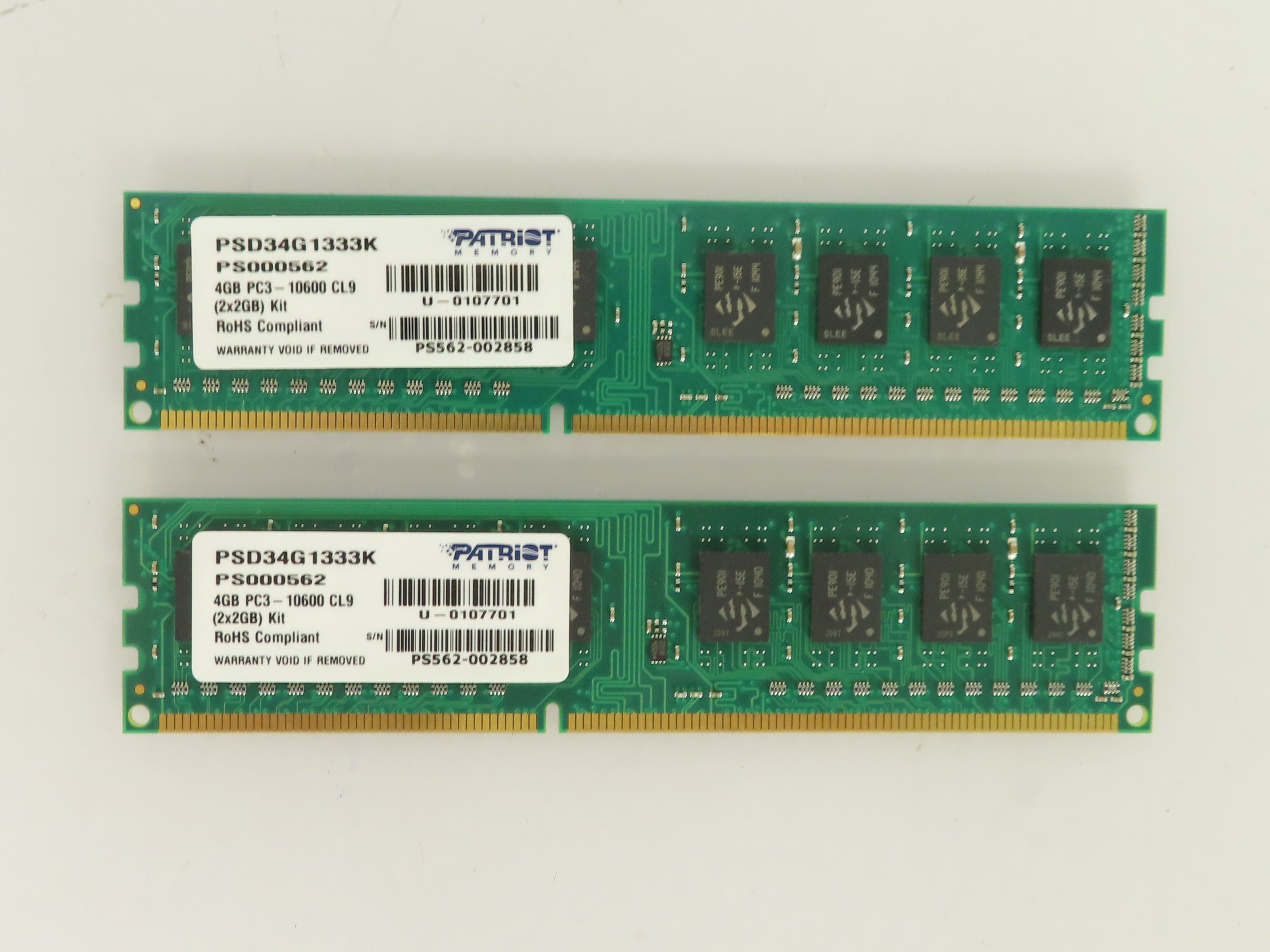 Patriot Memory 4GB (2 x 2GB) DDR3 Desktop RAM MSU Surplus Store