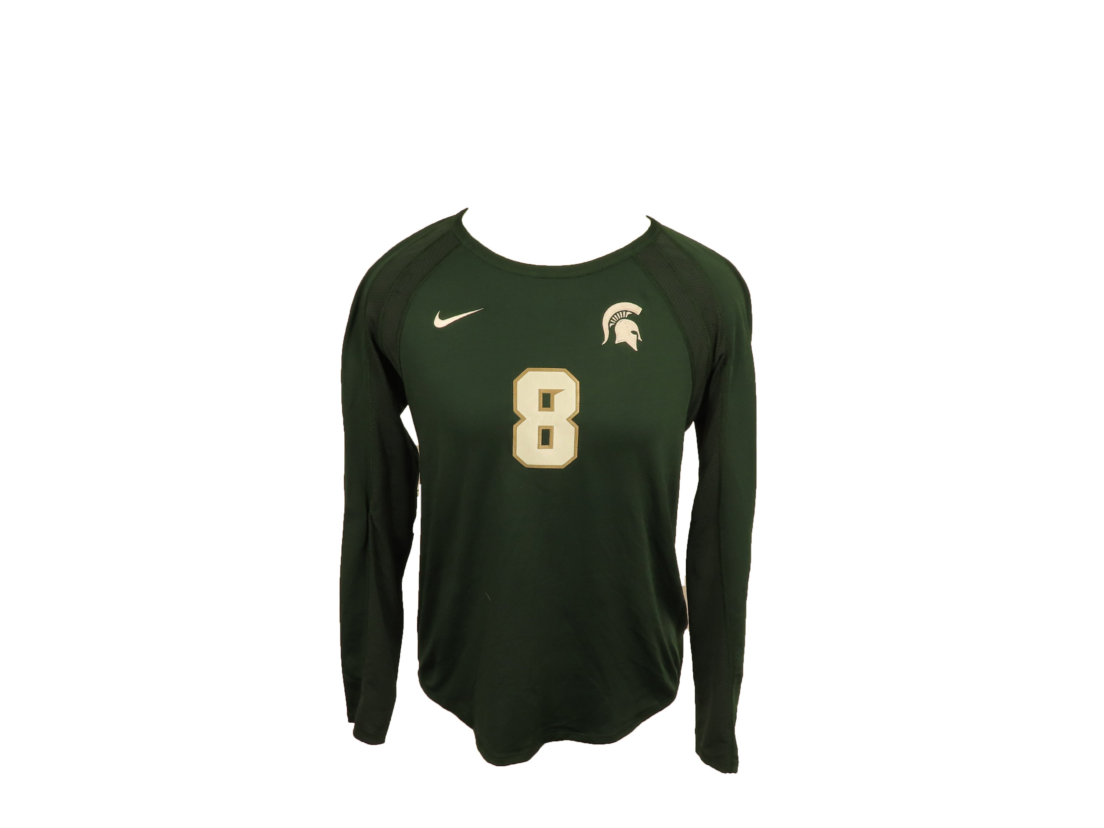 Nike Green Long Sleeve MSU Volleyball #8 Jersey Women's Size L