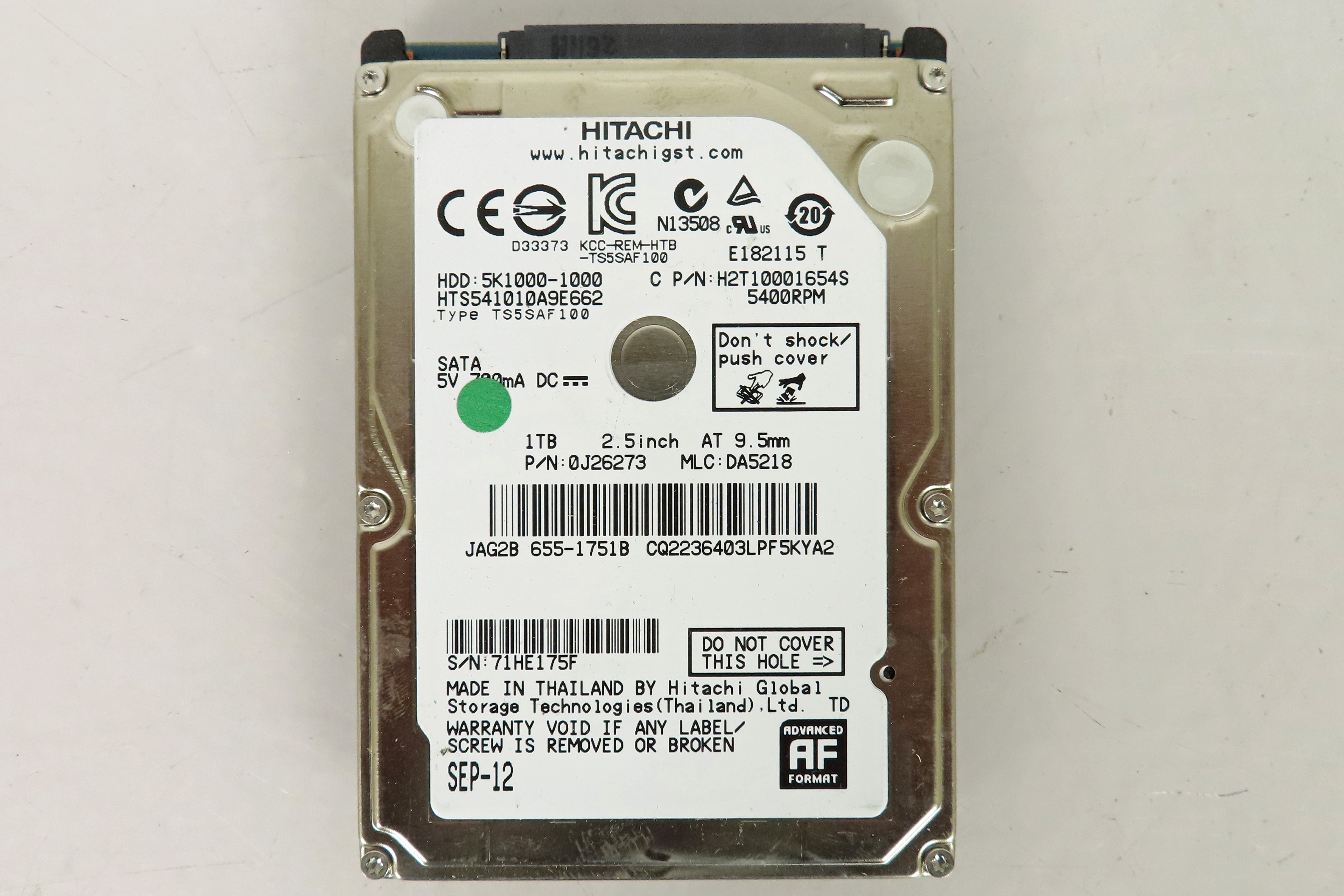 1TB HDD 2.5" 5400rpm SATA Hard Drive
