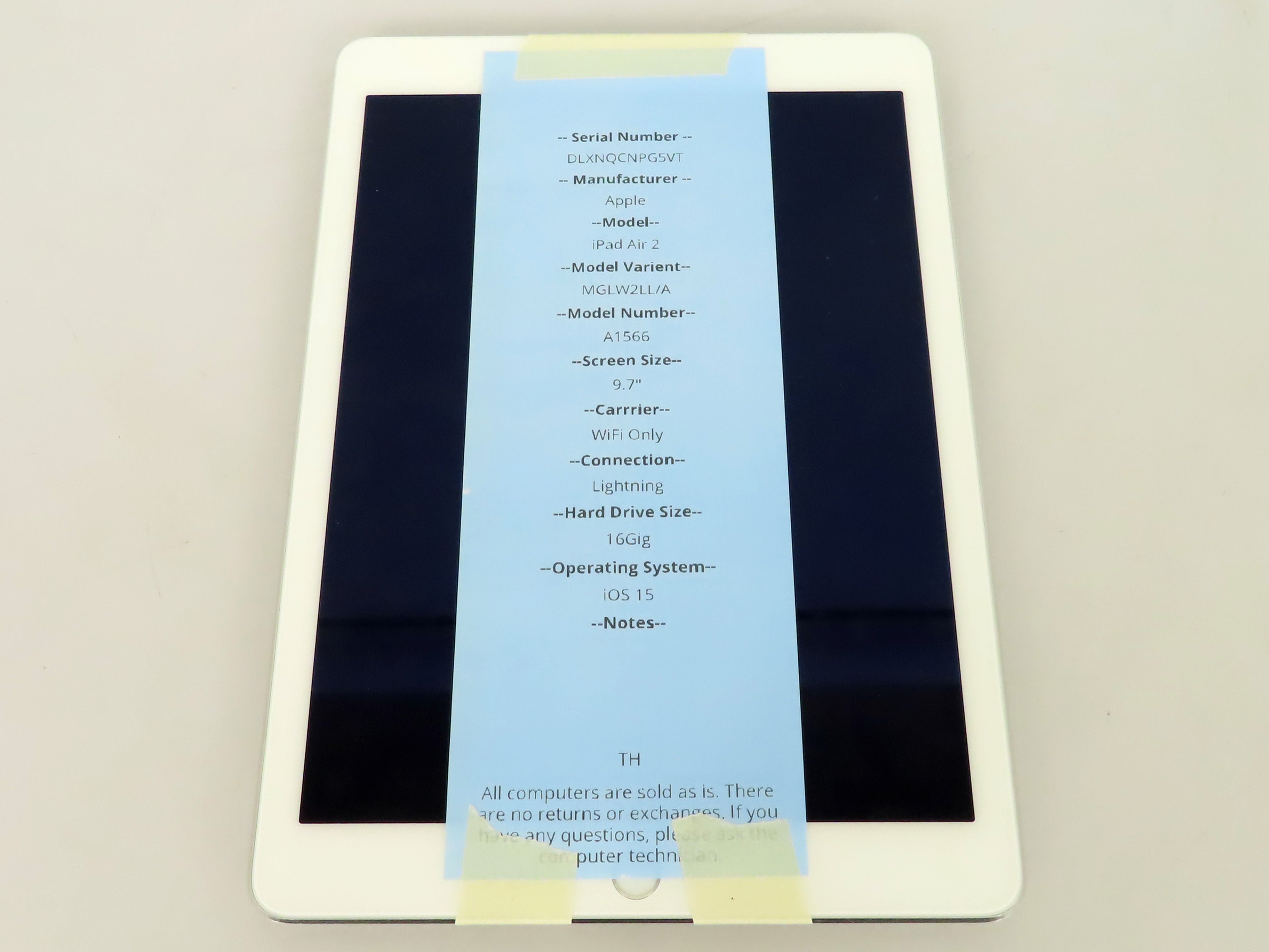 Apple iPad Air 2 16GB 9.7" WiFi Only White A1566