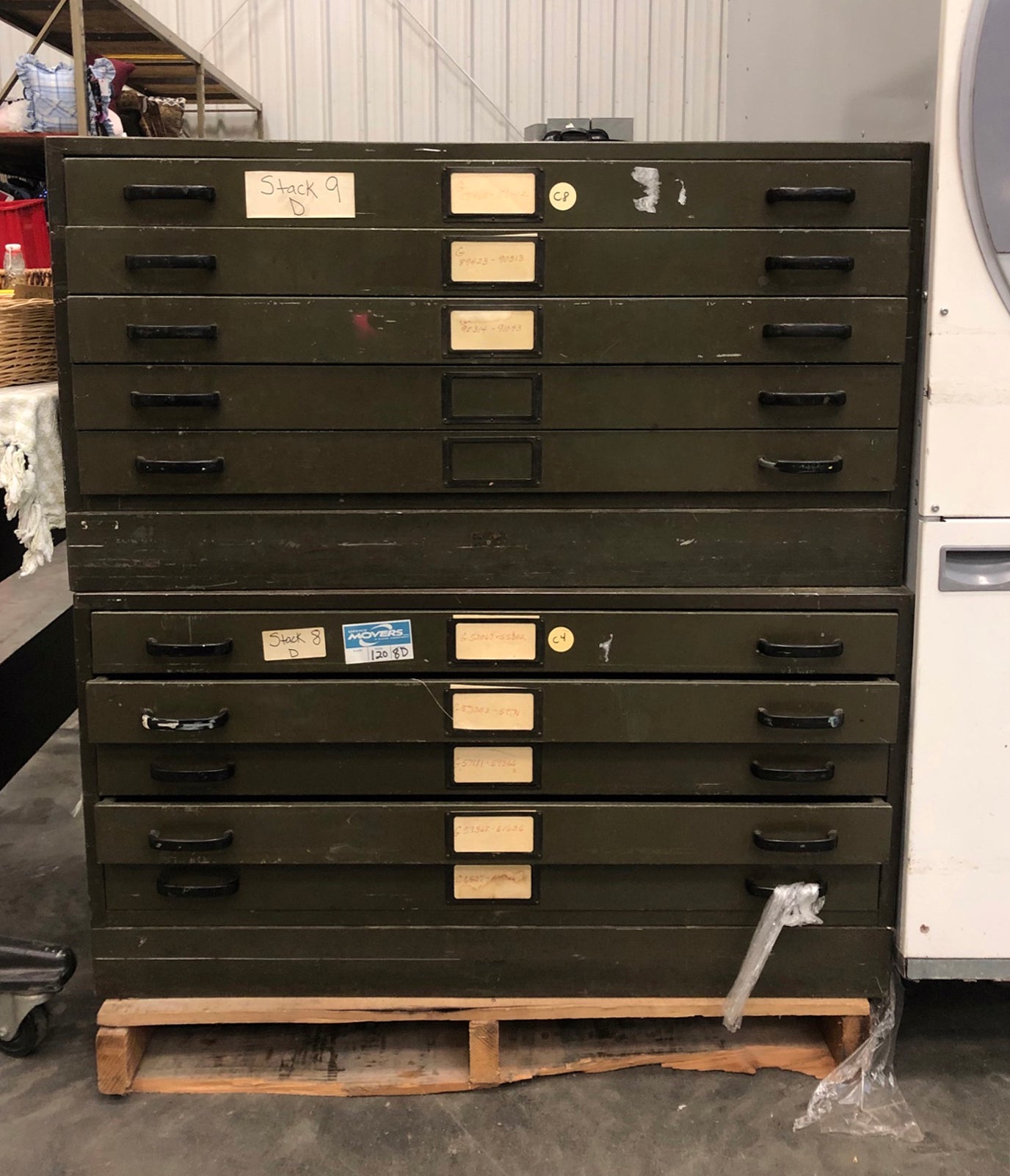 Green Stackable 5-Drawer Flat File Cabinet