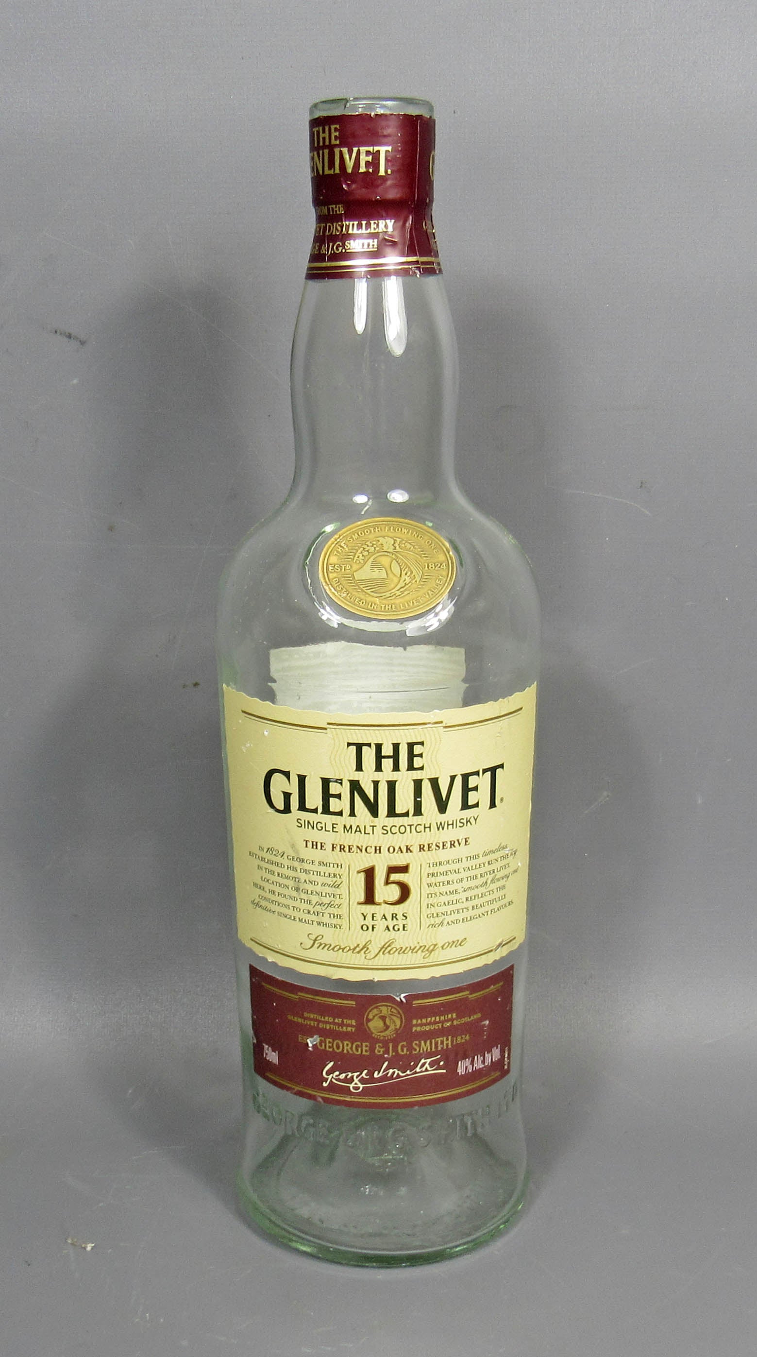 Random Single Empty The Glenlivet 15 Years of Age 750mL Bottle
