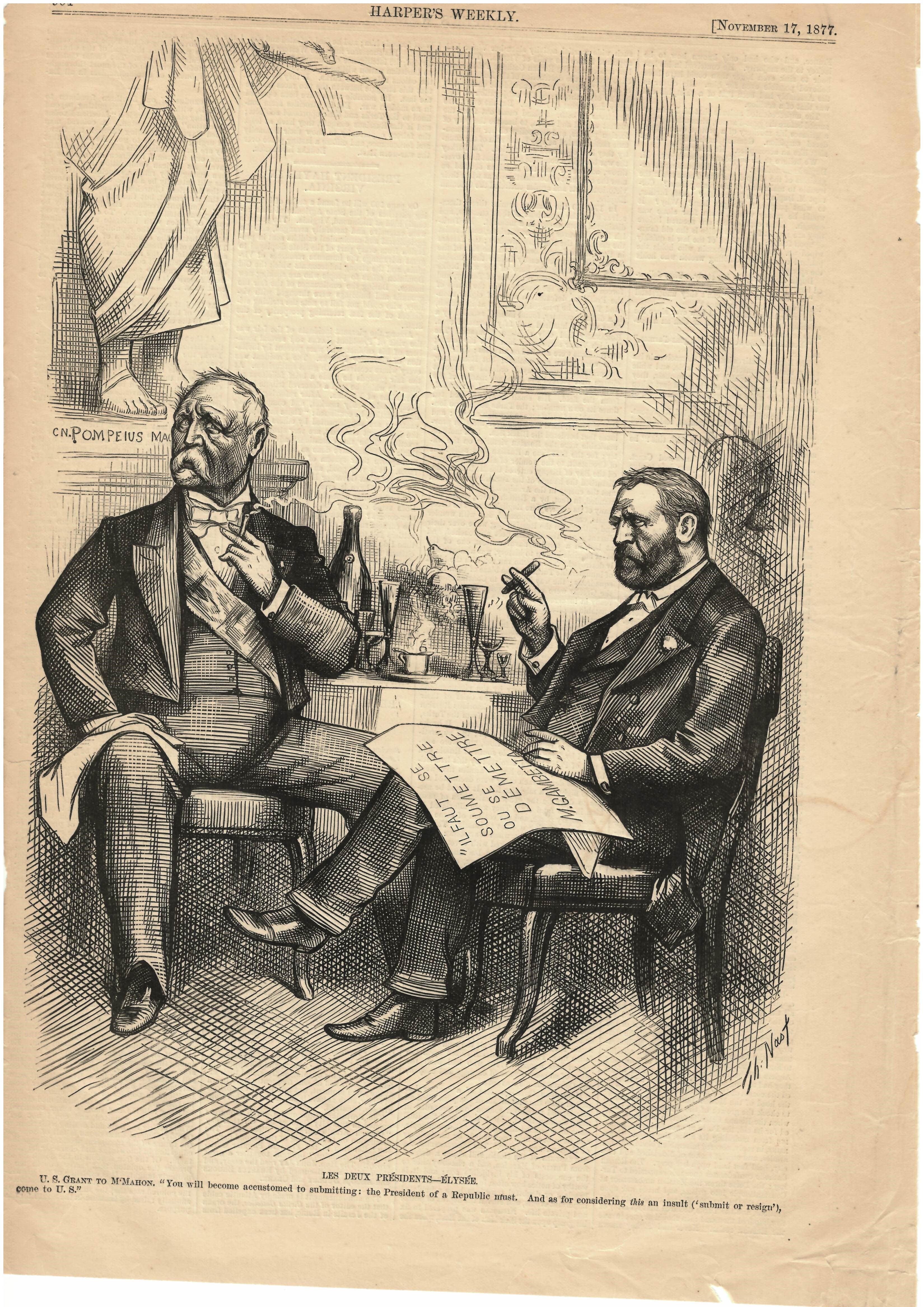 Harper's Weekly November 17, 1877 Les Deux Présidents-Élysée Ad Print