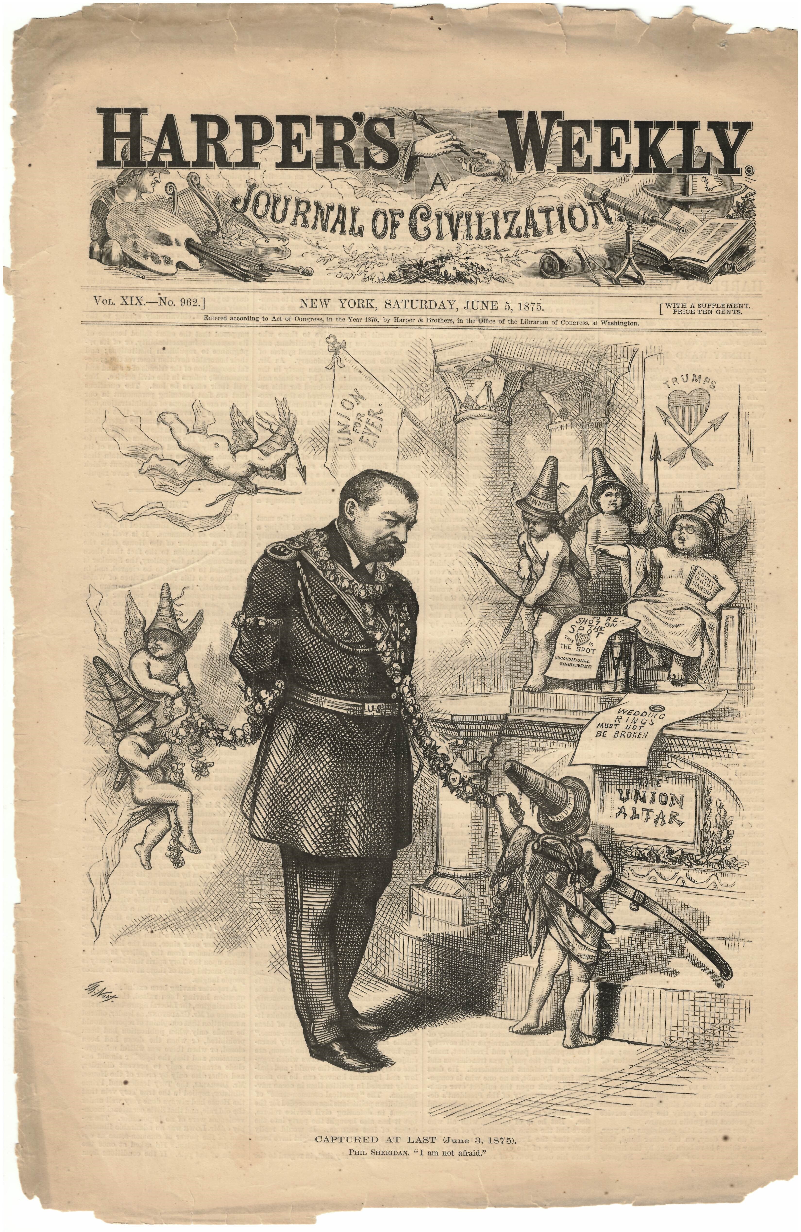 Harper's Weekly June 5, 1875 Captured At Last Cover Page Ad Print