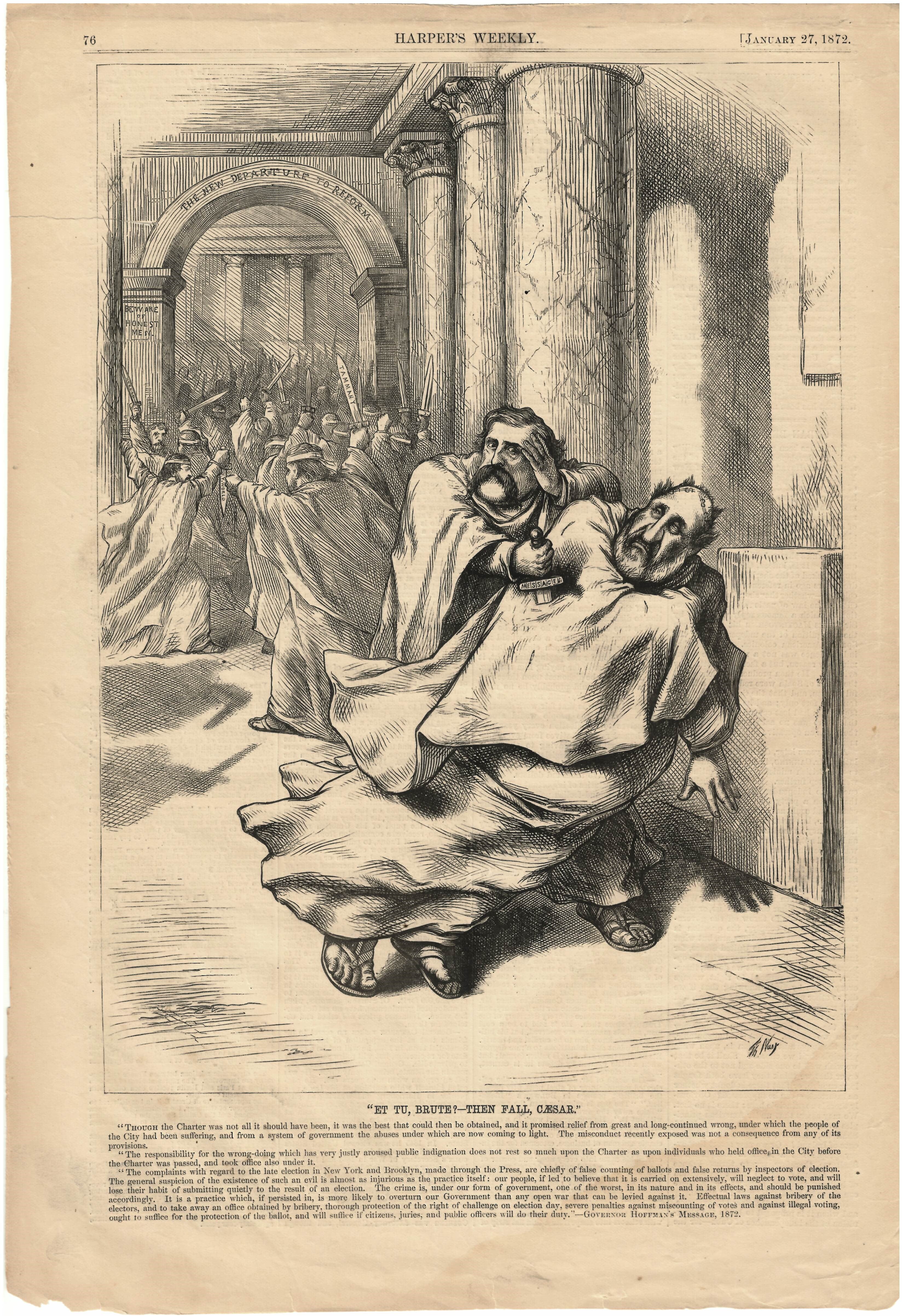 Harper's Weekly January 27, 1872 "Et Tu Brute? - Then Fall Cæsar" Ad Print