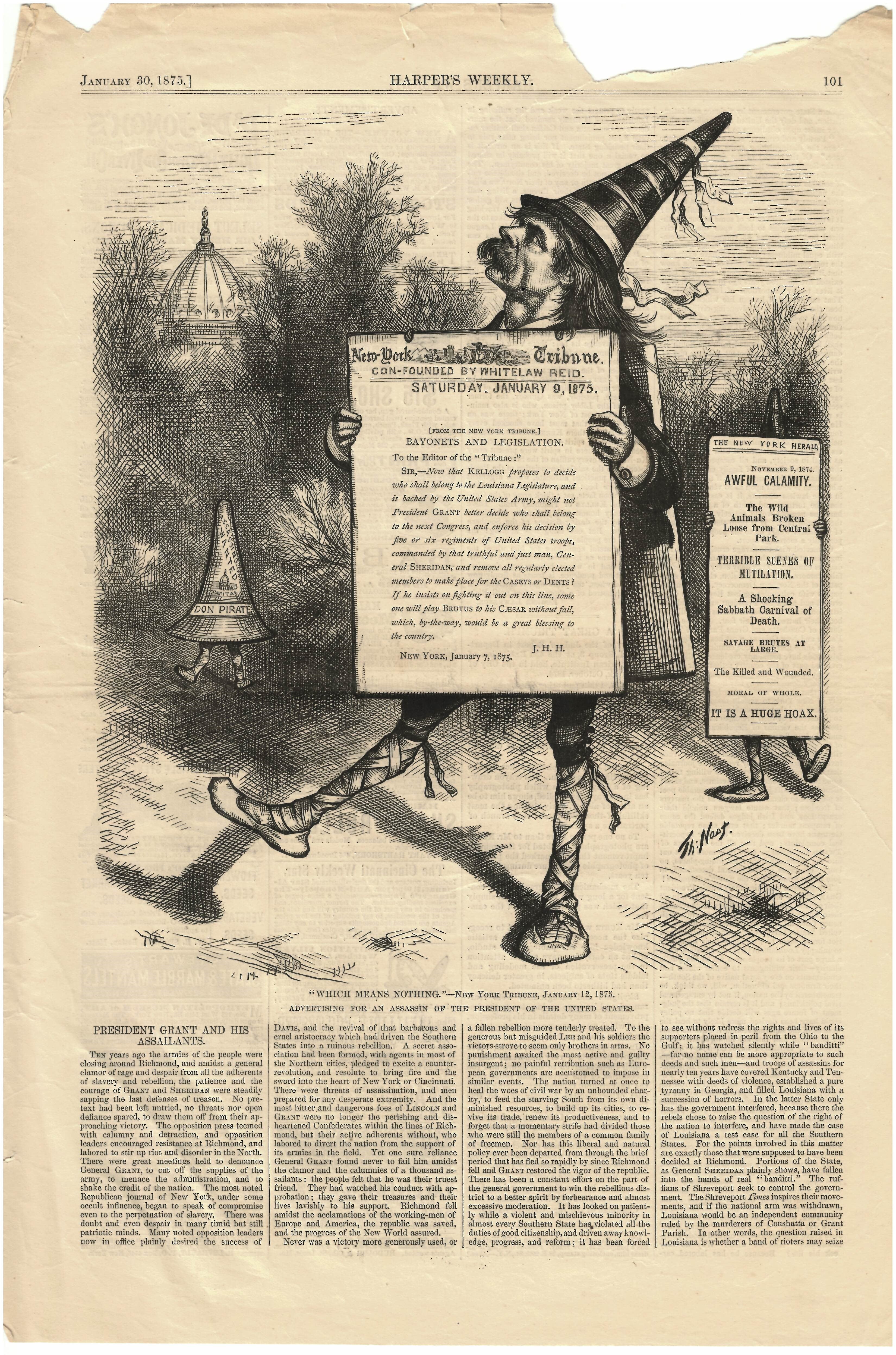 Harper's Weekly January 30, 1875 "Which Means Nothing." Ad Print