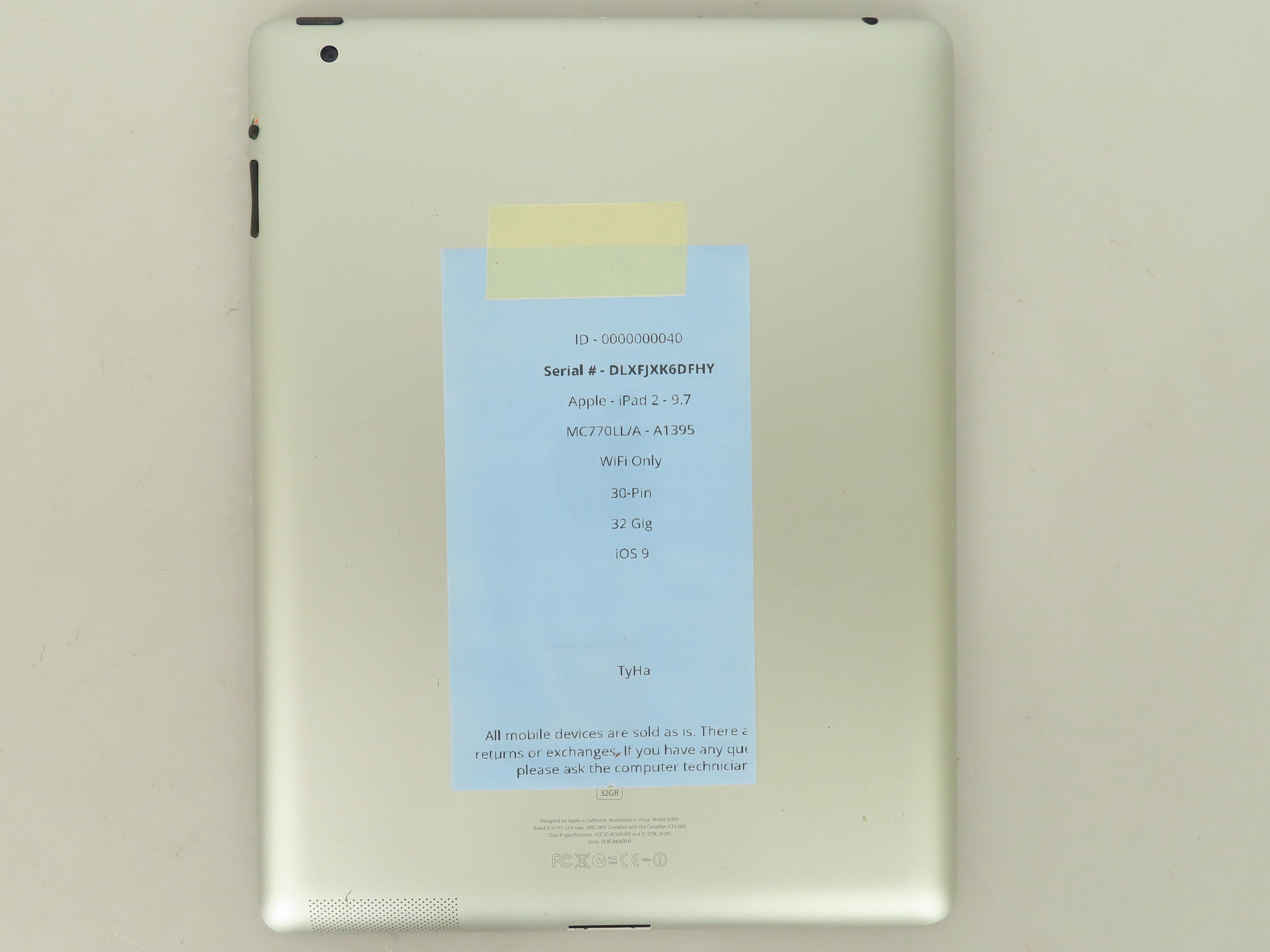 Apple iPad 2 32GB 9.7" Wifi Only Black A1395