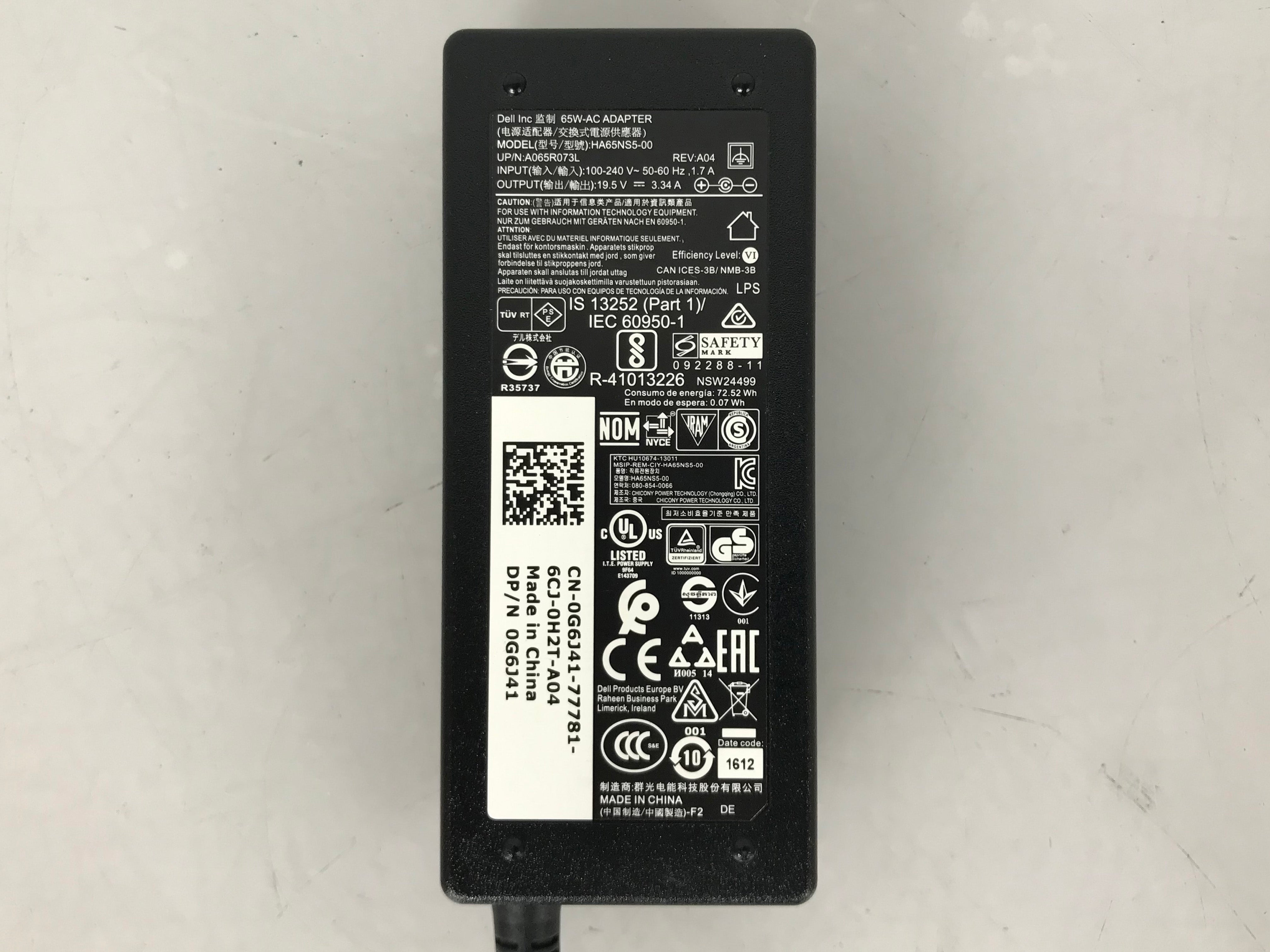 Dell 65W 19.5V 3.34A 4.5mm Power Supply