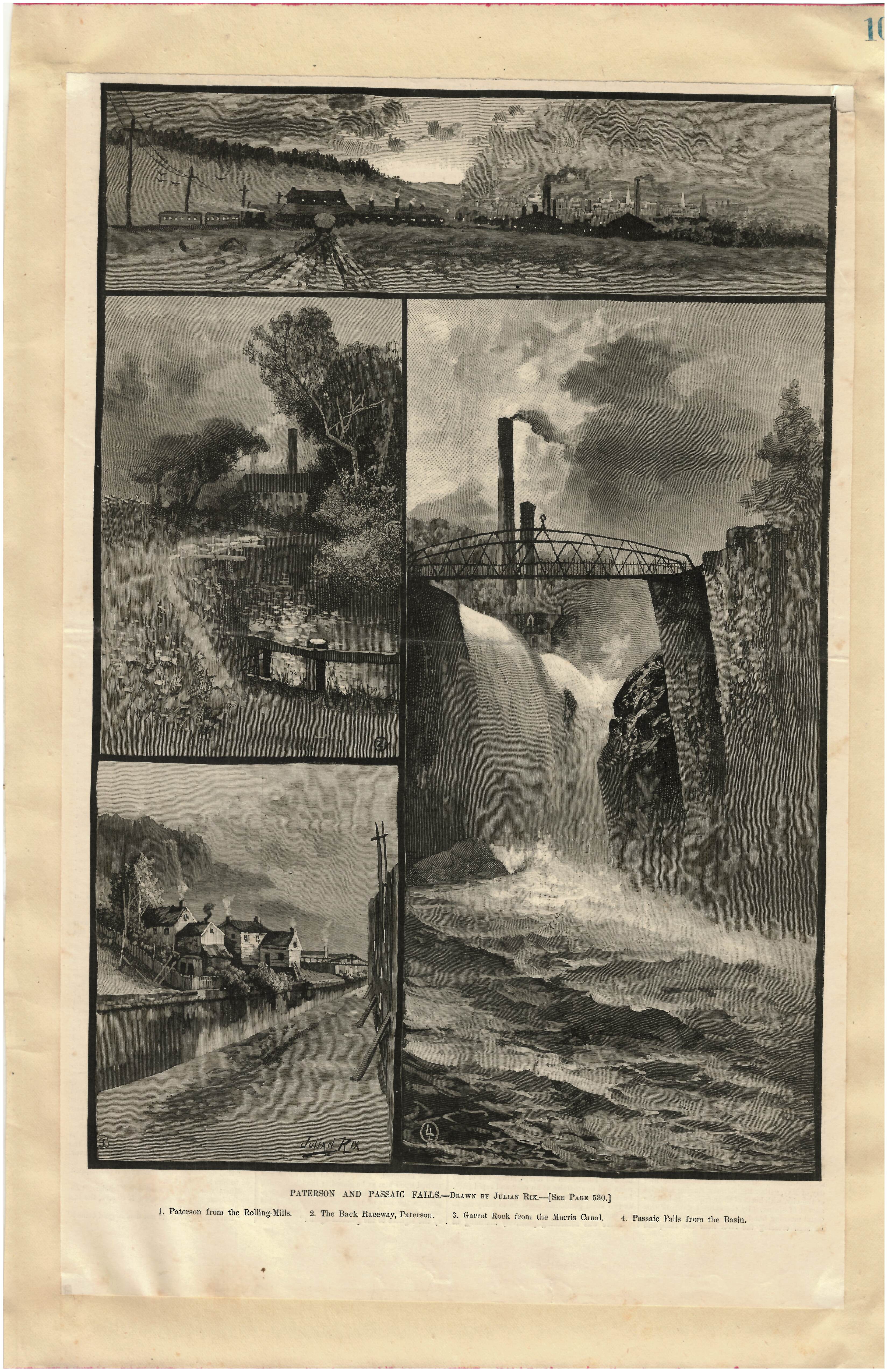 Harper's Bazar: "A Wall Street Dream" by Thomas Nast Cover Page Ad Print/ "Paterson and Passaic Falls" by Julian Rix Ad Print
